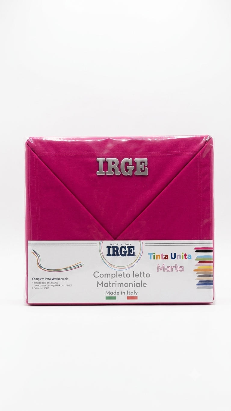 Irge - Completo Lenzuola Matrimoniale in Cotone – Set 4 Pezzi Tinta Unita