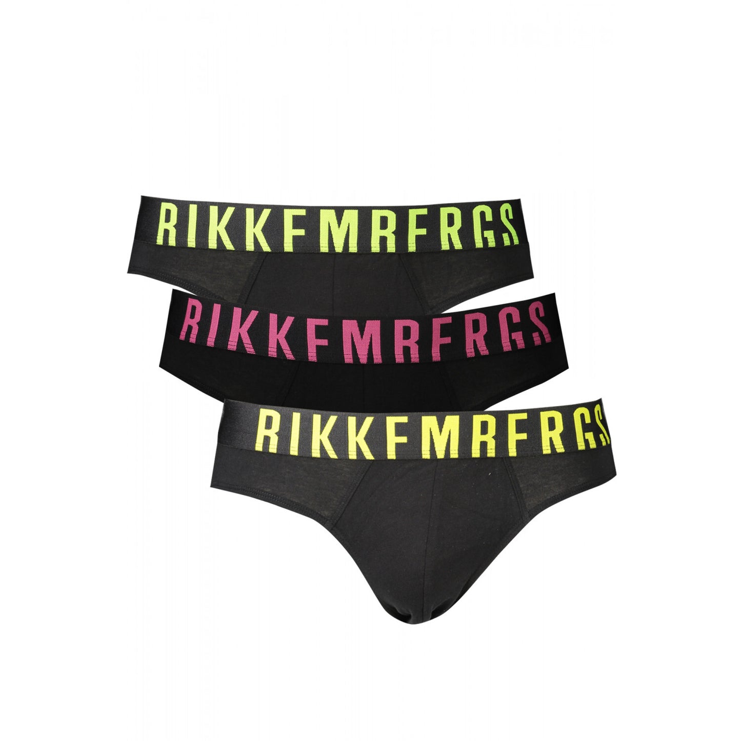 Bikkembergs Slip Uomo Tri-Pack Nero Elastico Fluo – Cotone Stretch