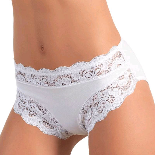 JADEA - Slip Midi in cotone con inserti in pizzo art. 742