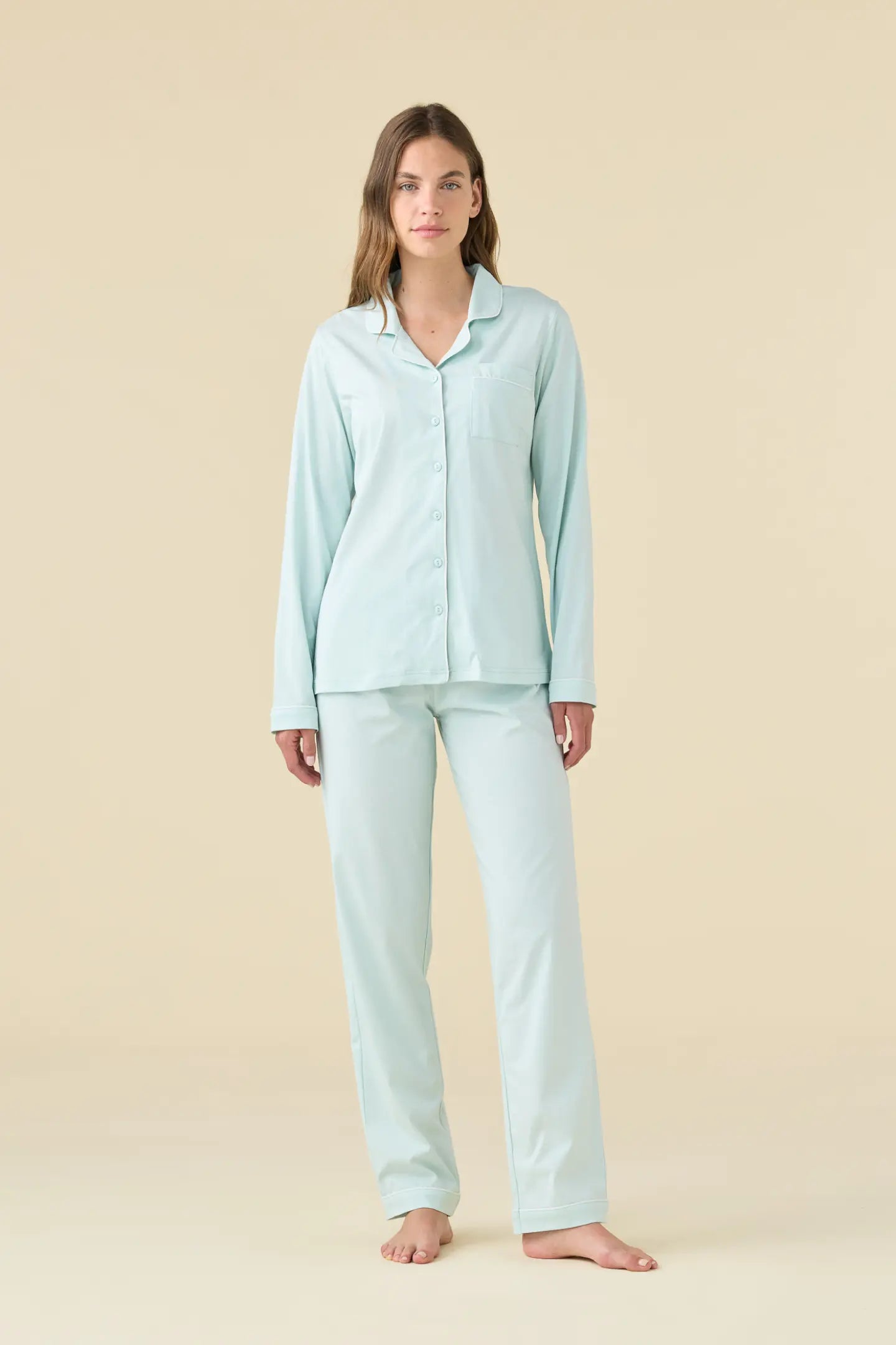 Pigiama Noi Di Notte Donna Lungo in Cotone - Salvia art. FA9503AB