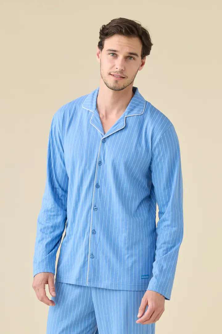 Pigiama Uomo 100% Cotone Maglina Noidinotte Blu Riviera — art. FA3235AB