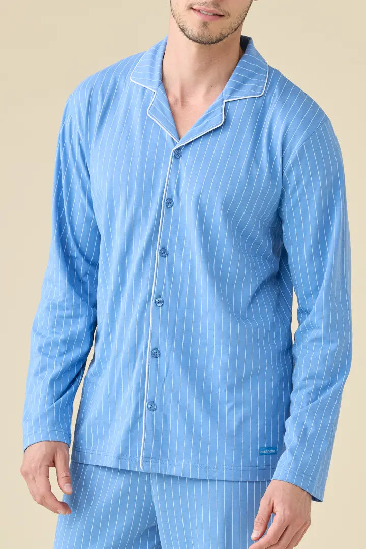 Pigiama Uomo 100% Cotone Maglina Noidinotte Blu Riviera — art. FA3235AB