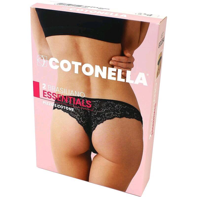 2 Brasiliane Donna Vita Bassa in Cotone e Pizzo – Cotonella GD284