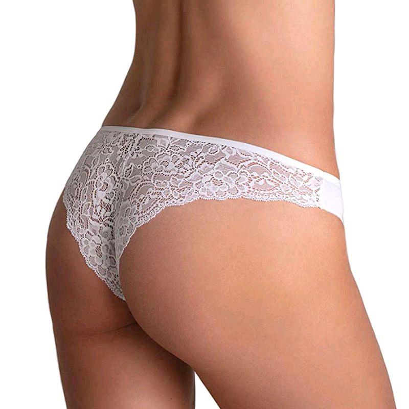 2 Brasiliane Donna Vita Bassa in Cotone e Pizzo – Cotonella GD284