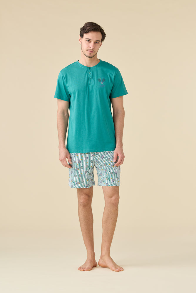 Noidinotte Pigiama Corto da Uomo in 100% puro cotone - Verde Cadmio art. FA3264AB