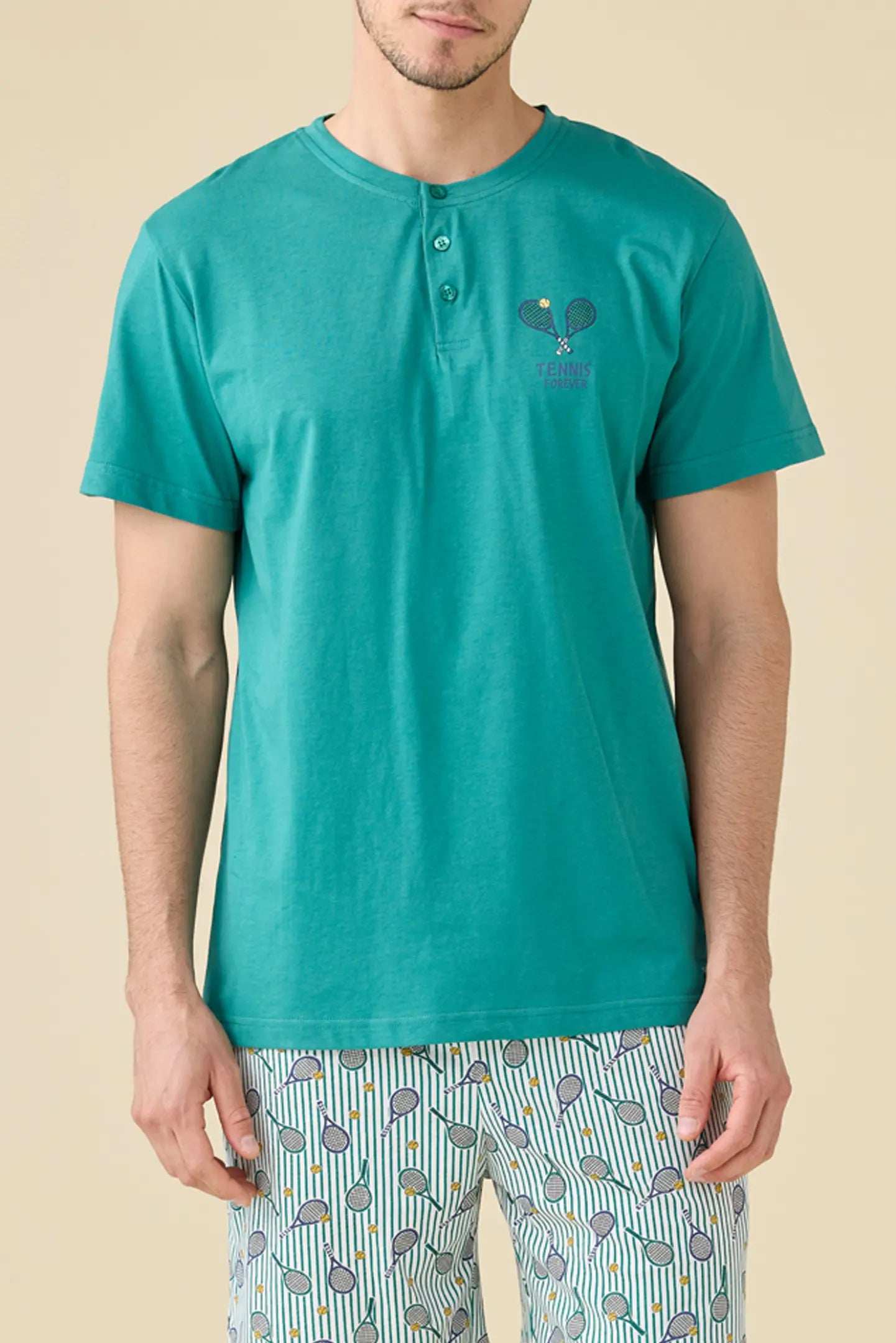 Noidinotte Pigiama Corto da Uomo in 100% puro cotone - Verde Cadmio art. FA3264AB