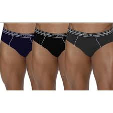 NAZARENO GABRIELLI - Pacco da 3 slip in cotone con elastico esterno Nero Blu Grigio articolo 326