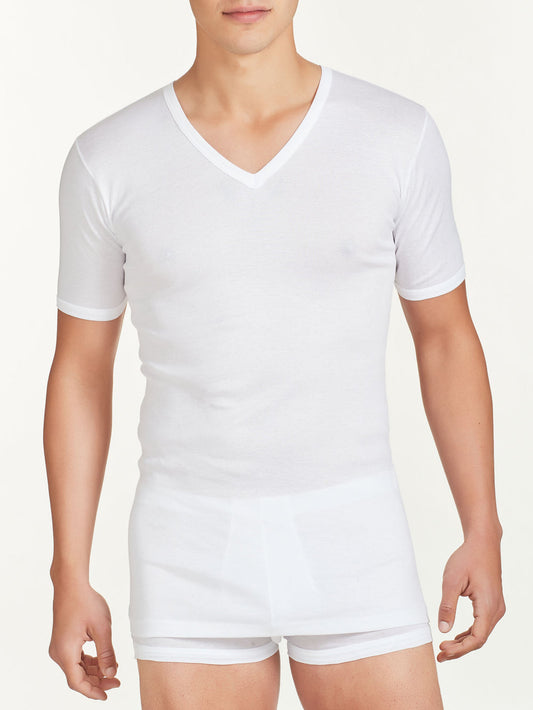 RAGNO - T-Shirt in filo di scozia da uomo scollo a V - 100% cotone