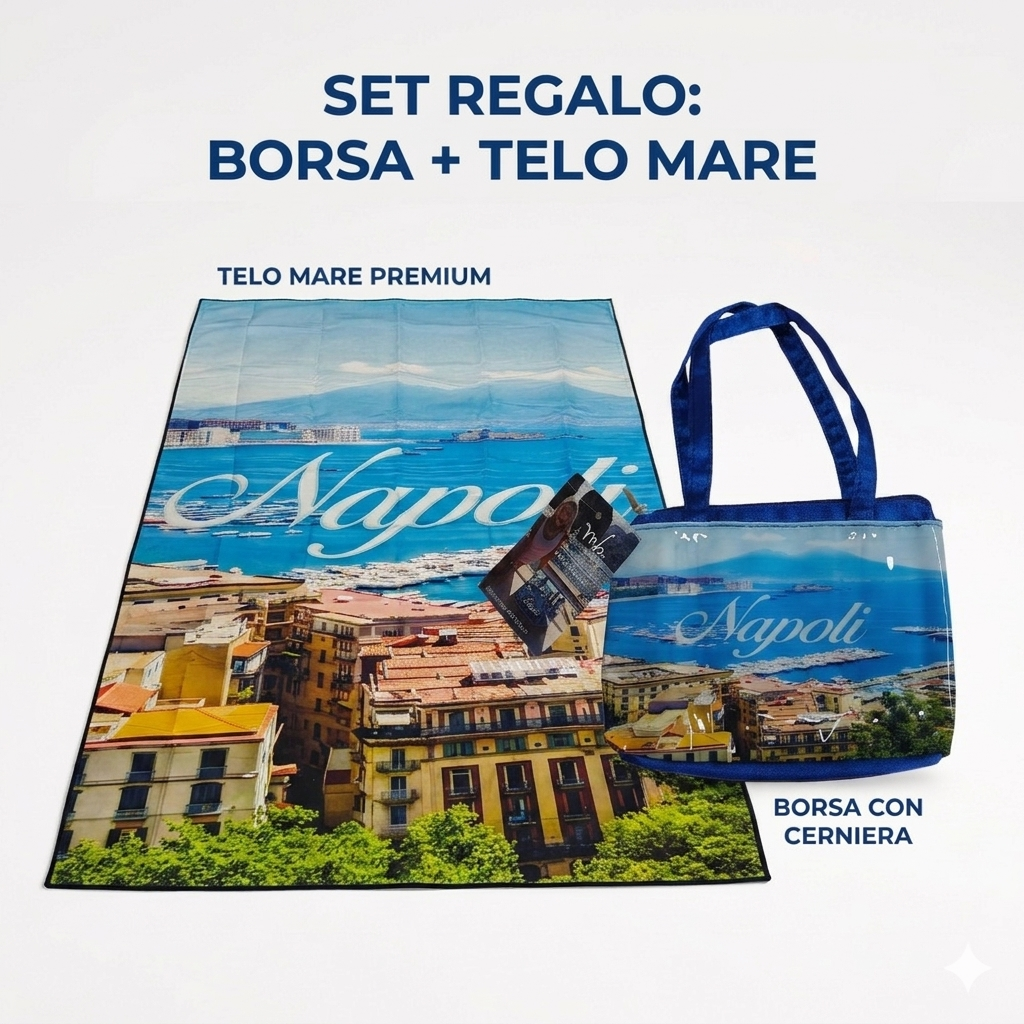 Telo Mare Napoli Microfibra 90x170 cm con Borsa