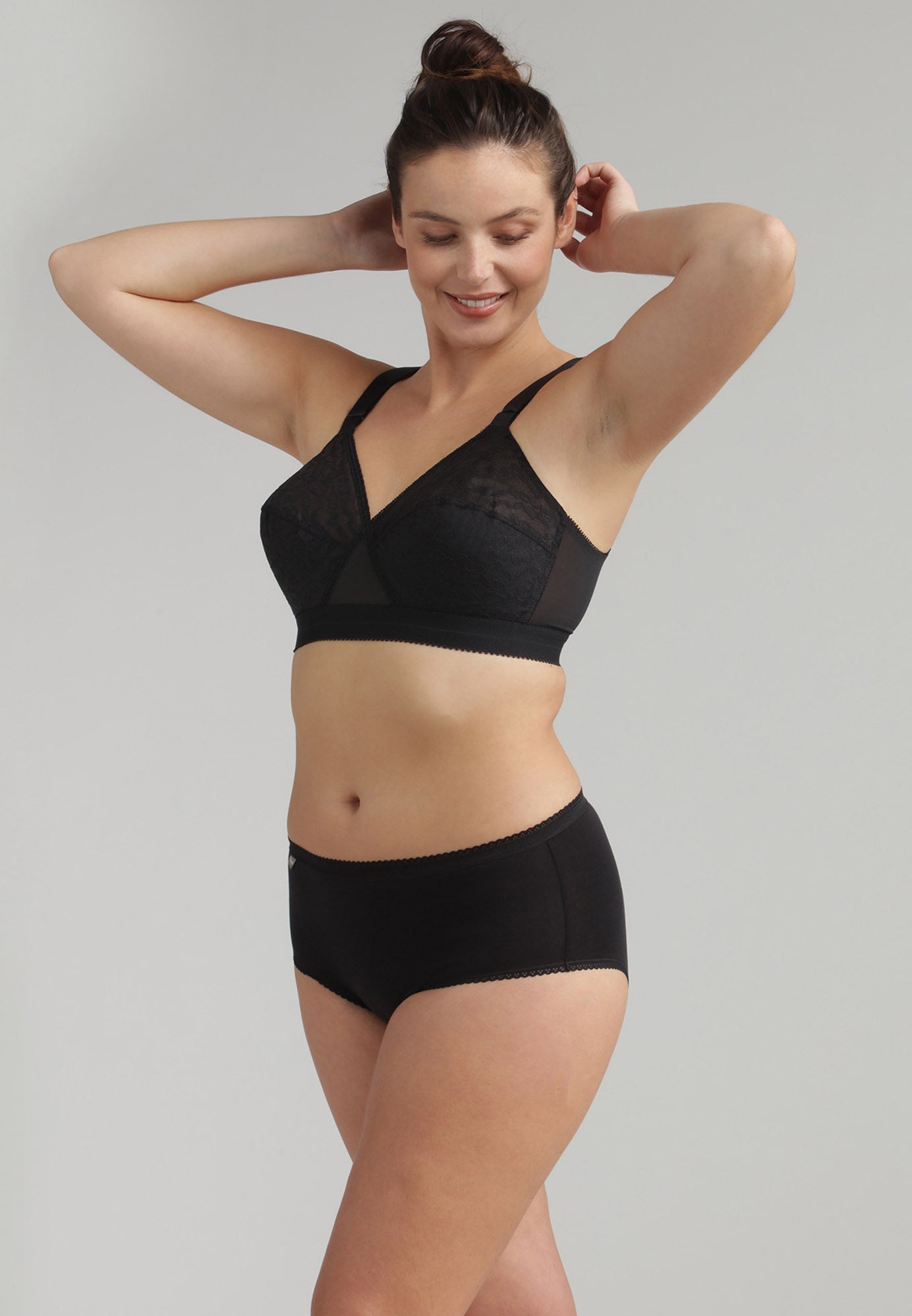 Reggiseno Senza Ferretto Playtex Criss Cross 165 – Microfibra e Pizzo | Coppe B-C-D | Bianco Nero Beige