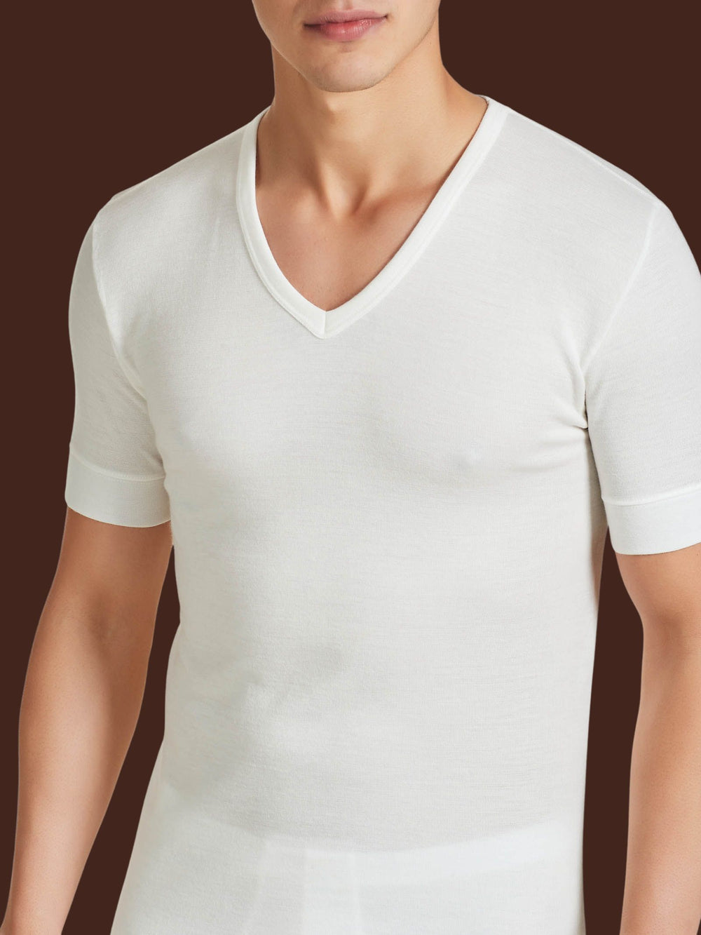 RAGNO - T-Shirt da uomo lana fuori cotone sulla pelle collo a V art. Sintonia