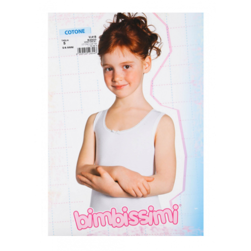 Canottiera Bambina Spalla Larga 100% Cotone – Bianca