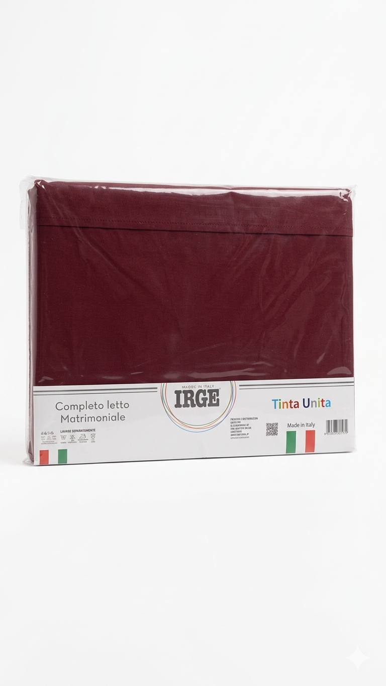 Irge - Completo Lenzuola Matrimoniale in Cotone – Set 4 Pezzi Tinta Unita