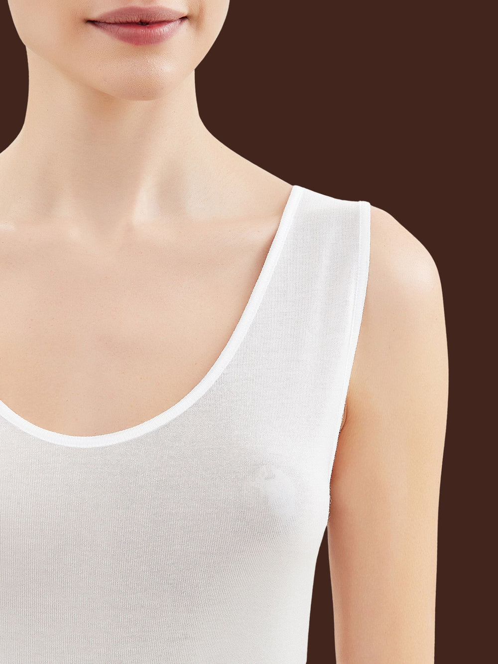 RAGNO - Canotta in filo di scozia a spalla larga da donna 100% cotone - bianca