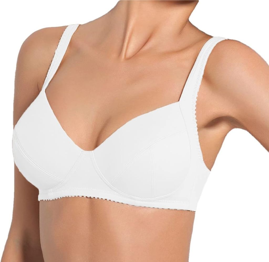SIèLEI Reggiseno Donna Senza Ferretto foderato in cotone in coppa C Art. 960 colori bianco nero e nudo
