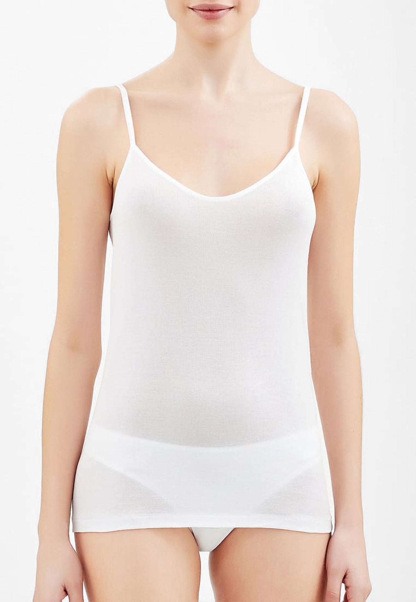 RAGNO - Canotta in filo di scozia a spalla stretta da donna 100% cotone - bianca