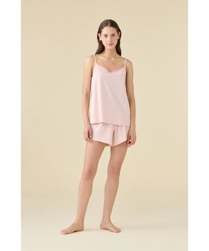 Noidinotte Pigiama Corto da Donna in 100% Puro Cotone Bretellina - Rosa Pallido art. FA9633AB