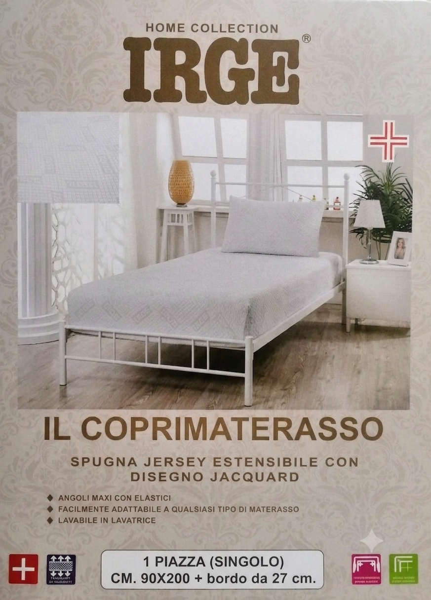 Coprimaterasso Singolo in Spugna Jacquard Bielastico con Angoli – IRGE
