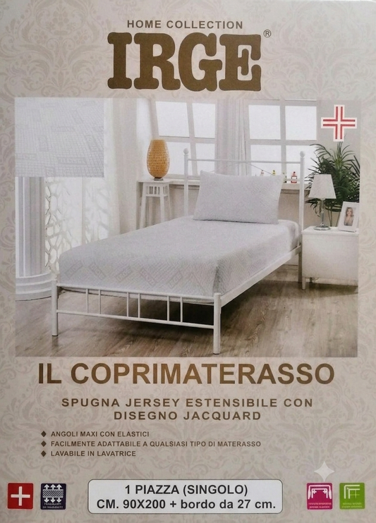 Coprimaterasso Singolo in Spugna Jacquard Bielastico con Angoli – IRGE
