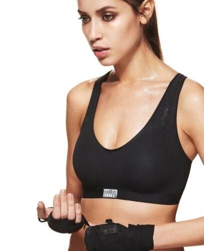 Reggiseno sportivo incrociato papillon nero