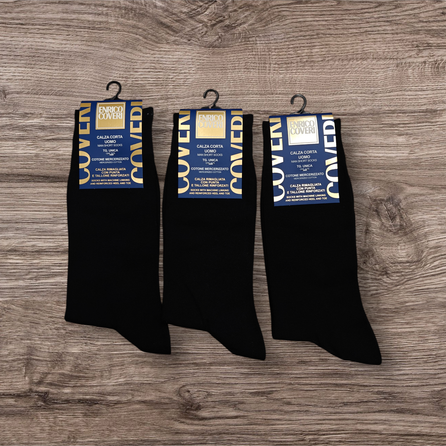 Calzini Corti Uomo Cotone Enrico Coveri - Pacco 3 Paia Mercerizzato Nero e Blu
