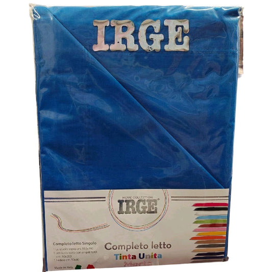 IRGE - Completo letto per letto singolo tinta unita in cotone con lenzuolo sopra 150x290 lenzuolo sotto 90x200 e una federa 50x80