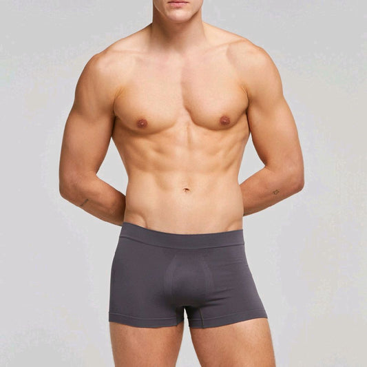 Tris Boxer Pompea Seamless in microfibra, con zona traspirante e anatomica - nero, grigio, blu