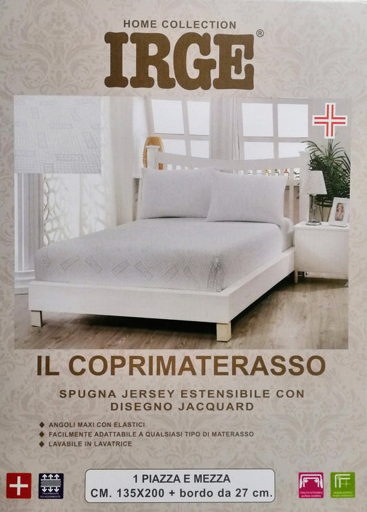 Coprimaterasso 1 Piazza e Mezza in Spugna Jacquard Bielastico con Angoli – IRGE