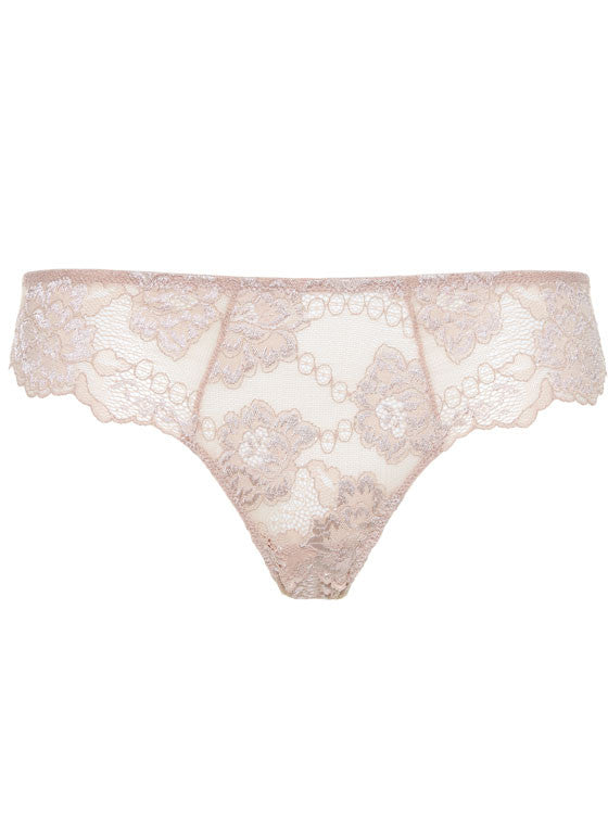 Slip Brasiliana Donna in Pizzo Lormar - Noisette - Vista Frontale