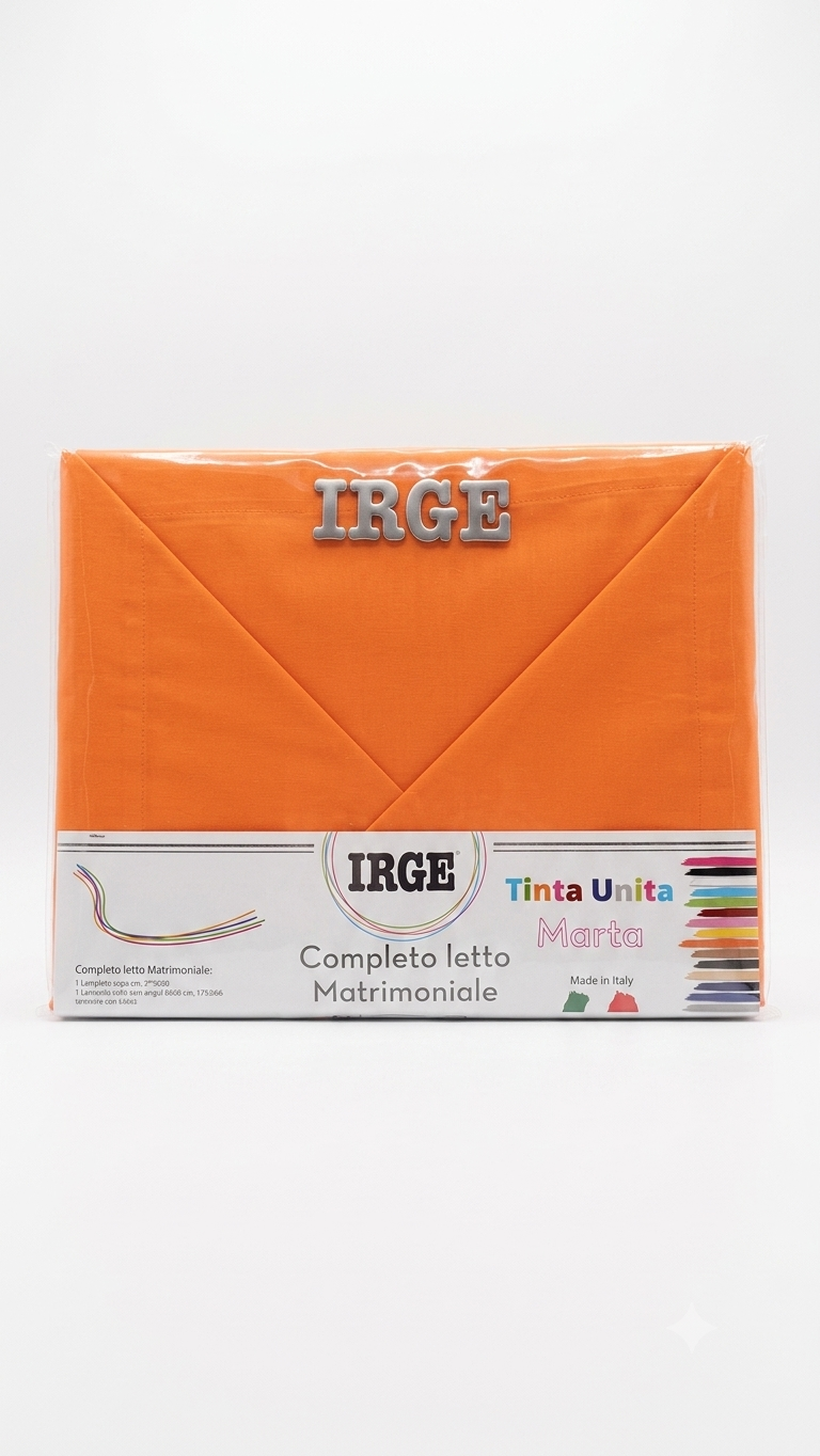 Irge - Completo Lenzuola Matrimoniale in Cotone – Set 4 Pezzi Tinta Unita