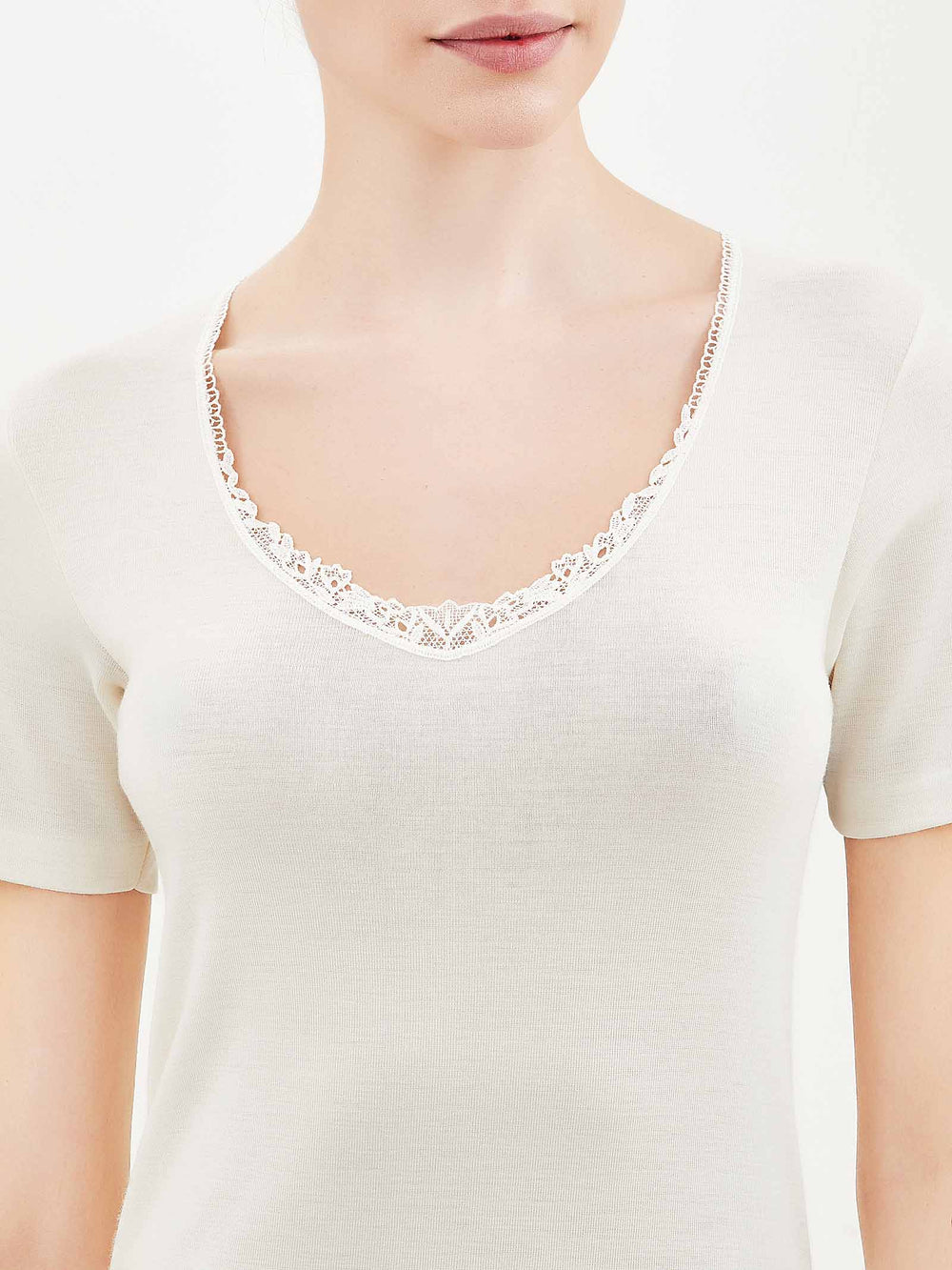 RAGNO - Maglietta pura lana a maniche corte da donna art. 100merino