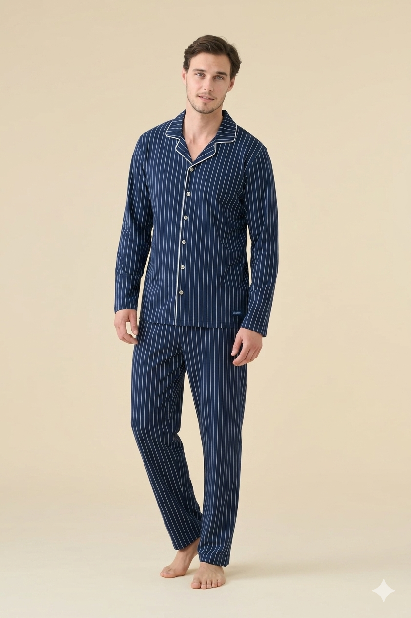 Pigiama Uomo 100% Cotone Maglina Noidinotte Blu Navy — art. FA3235AB