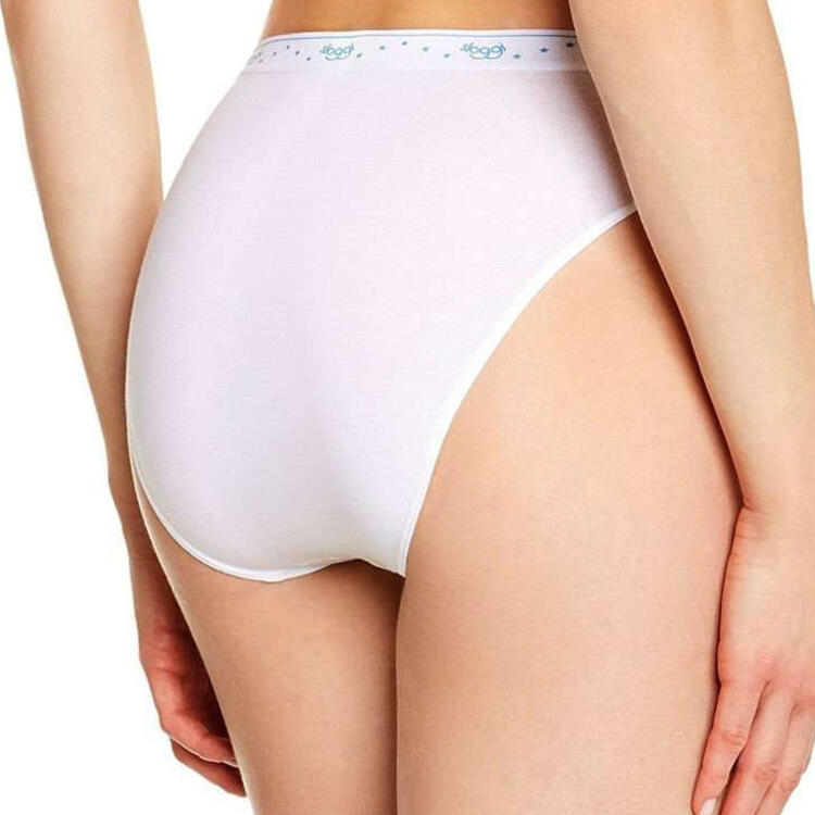 Sloggi 100 Tai - 2 Slip da donna in cotone alti e sgambati con elastico esterno - bianco o nero