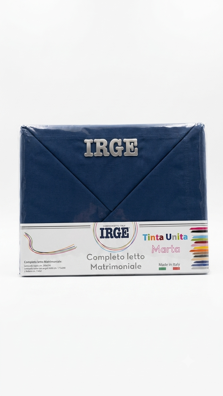 Irge - Completo Lenzuola Matrimoniale in Cotone – Set 4 Pezzi Tinta Unita