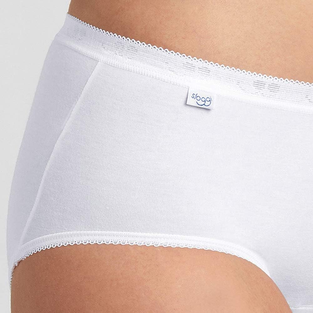 Sloggi Basic Midi - 2 Slip da donna in cotone bianco o nero