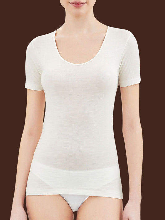Maglia Intima Donna Lana e Seta Manica Corta – Ragno
