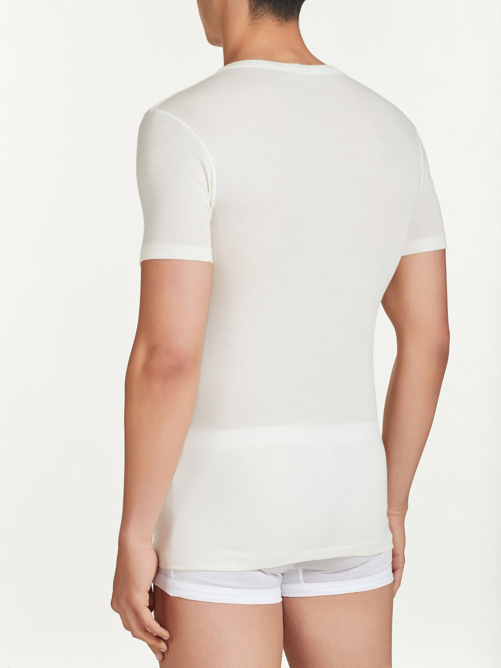 Maglia Intima Uomo Lana e Seta Ragno - Scollo a V Bianca o Nera art. WoolSilk