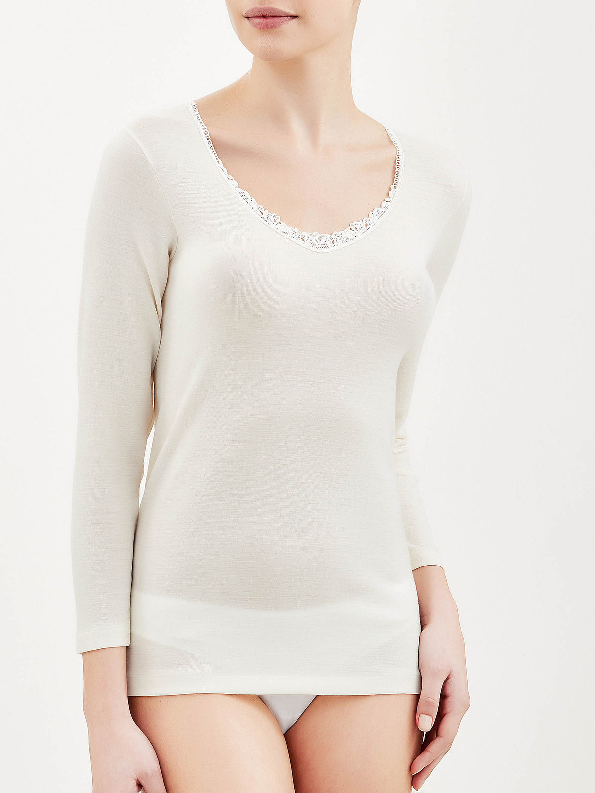 RAGNO - Maglietta pura lana a maniche lunghe da donna art. 100merino