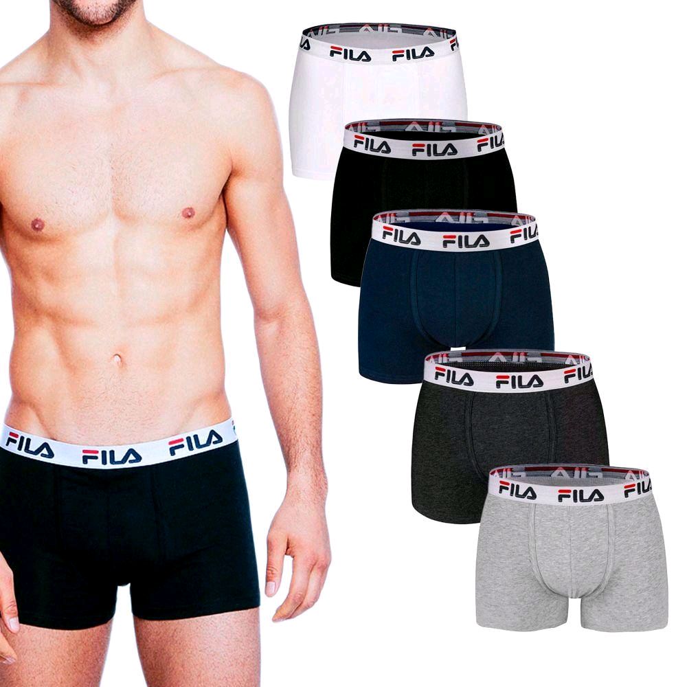 FILA - Pacco Da 2 Boxer in cotone elasticizzato con elastico esterno