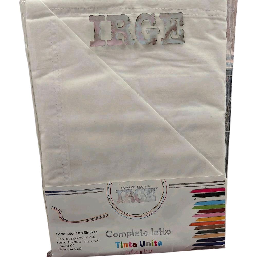 Irge - Completo Lenzuola Singolo in Cotone Tinta Unita