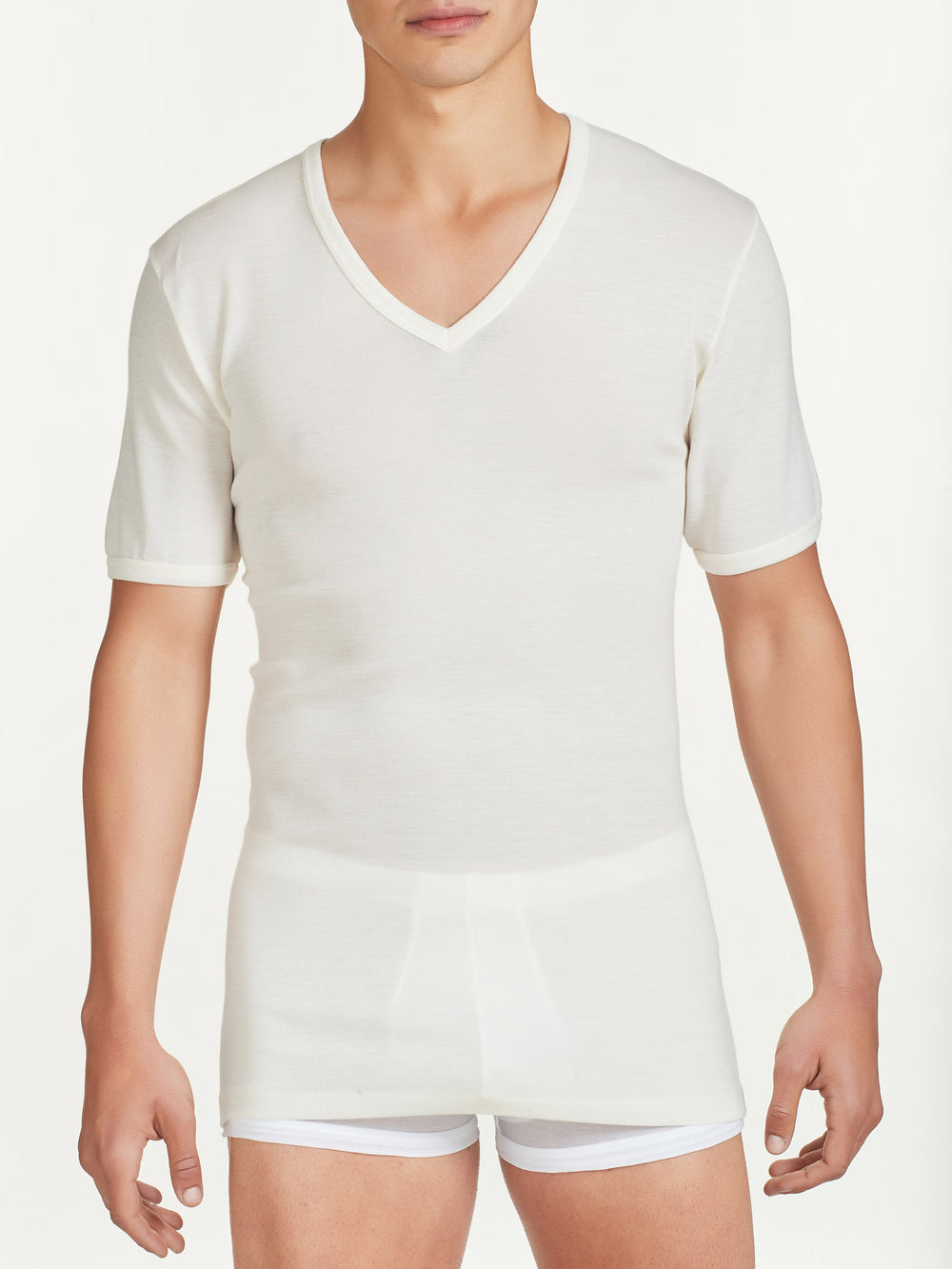 RAGNO - T-Shirt da uomo 100% lana merino extrafine collo a V art. 100merino
