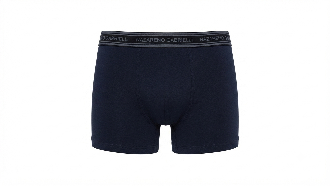 Boxer Uomo Cotone Pacco da 3 – Nazareno Gabrielli Elastico Esterno | Nero Blu Grigio