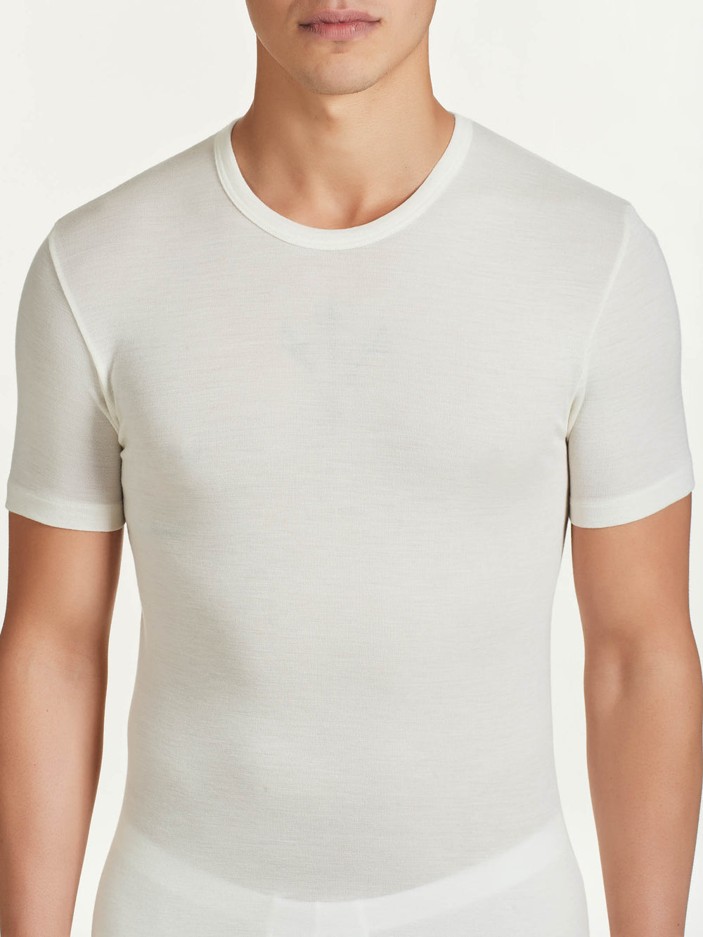RAGNO - T-Shirt da uomo lana e seta girocollo - bianca o nera art. WoolSilk