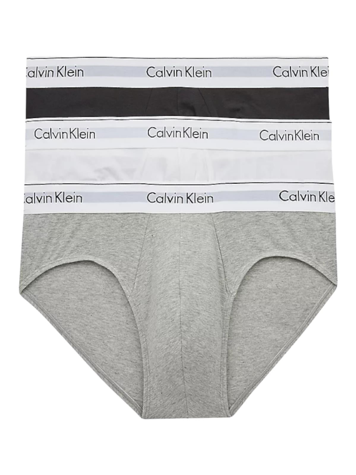 Calvin Klein Slip Uomo Cotone Elasticizzato Pacco da 3 – Nero, Grigio, Bianco