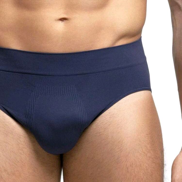 Tris Slip Pompea Seamless in microfibra da uomo, vestibilità adattabile, zona traspirante e zona anatomica - blu, grigio, nero