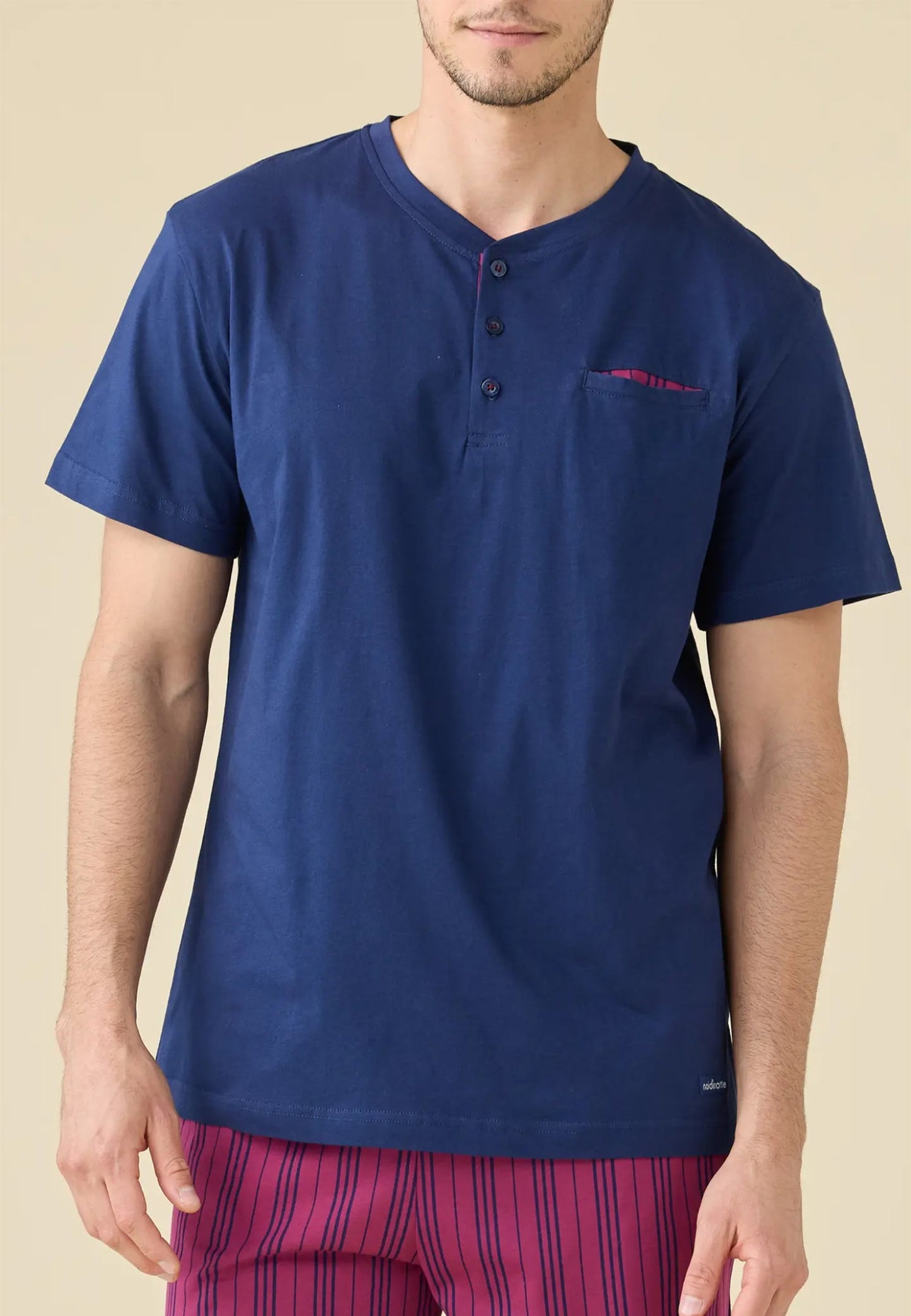 Noidinotte Pigiama Corto da Uomo in 100% puro cotone - Blu navy art. FC3261AB