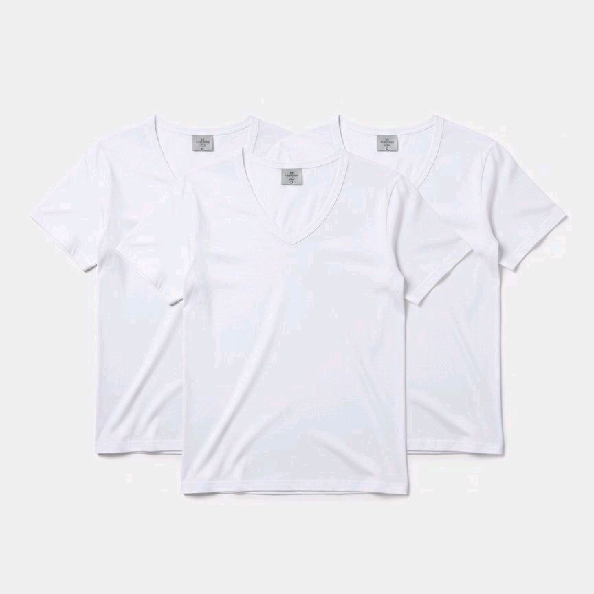 Nazareno Gabrielli – Pack 3 T-Shirt Uomo Scollo a V 100% Cotone Bianche