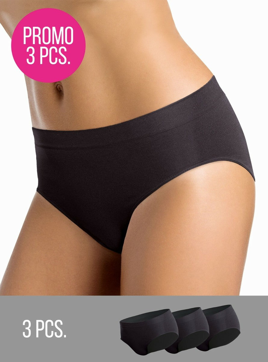 Slip Donna in Microfibra Intimidea - Nero - Confezione da 3