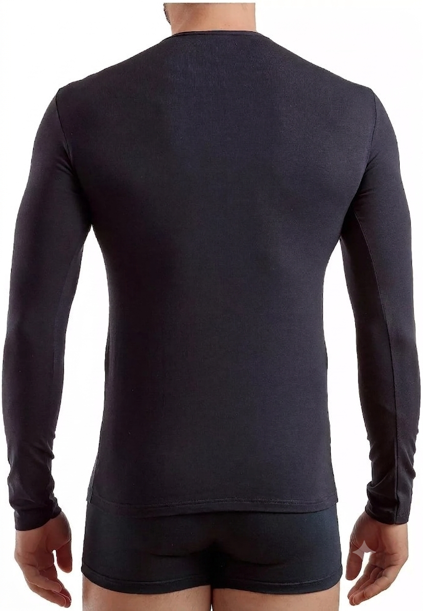 Maglia Intima Uomo Manica Lunga in Cotone Elasticizzato - Enrico Coveri - Blu - Vista Posteriore