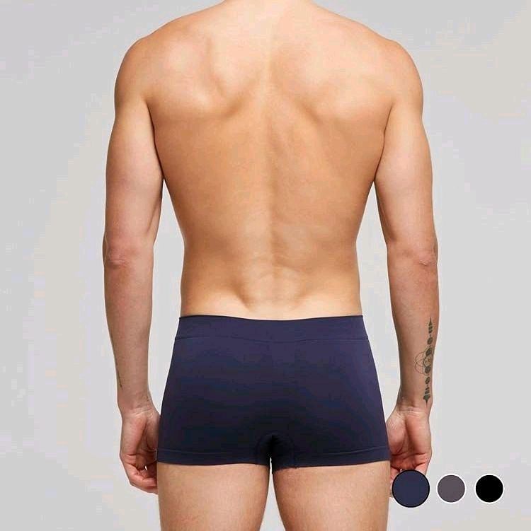 Tris Boxer Pompea Seamless in microfibra, con zona traspirante e anatomica - nero, grigio, blu